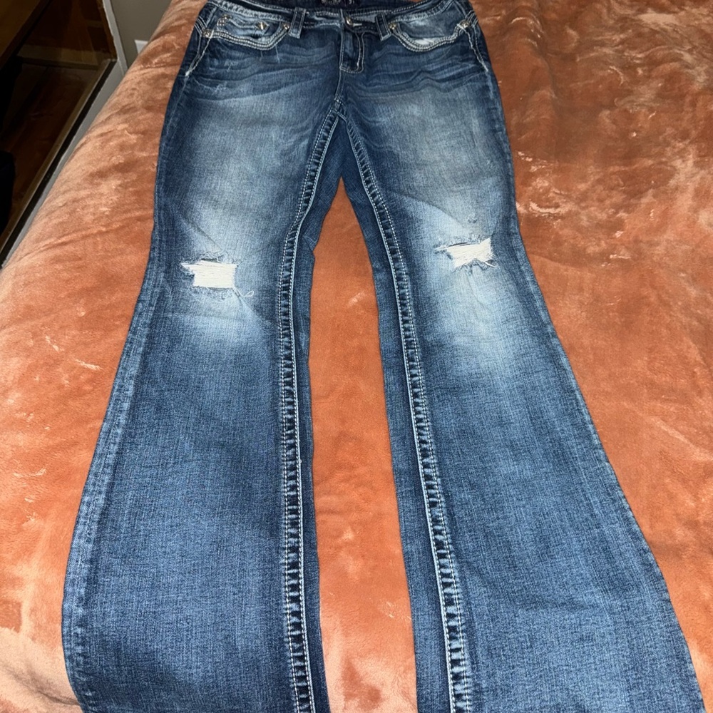 Miss Me Women's Boot Cut Jeans - Distressed Blue